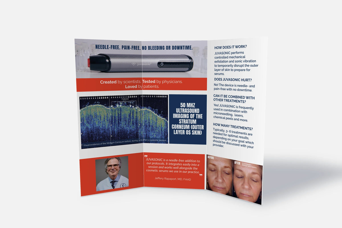 Juvasonic patient brochure, inside panels open flat