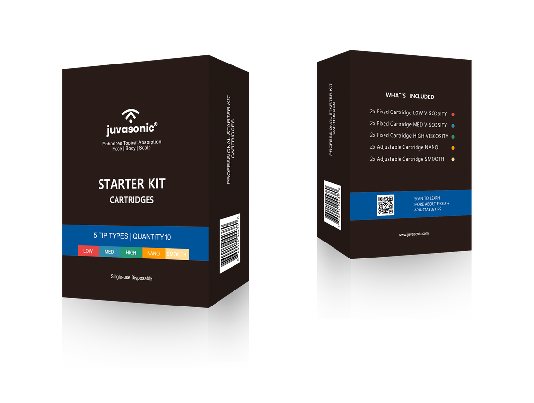 Juvasonic Starter Kit box containing five cartridge tip types